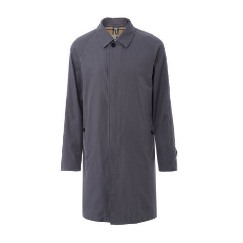 BURBERRY/博柏利 巴寶莉 純棉灰色翻領(lǐng)長(zhǎng)款男士大衣 男士外套 商務(wù)休閑男裝瑕疵特賣（陳列痕跡，不影響使用）