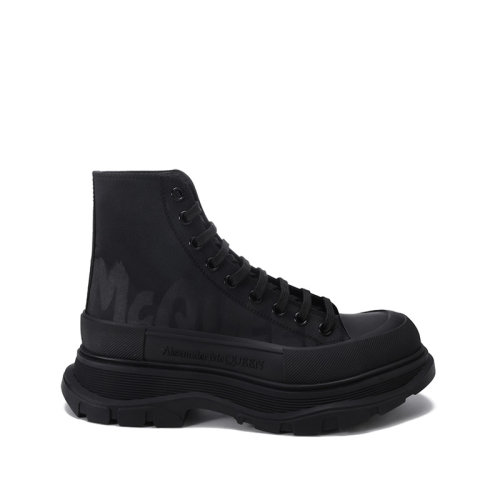 Alexander McQueen/亞歷山大麥昆【22春夏新款】男士織物/橡膠系帶靴子短靴 682420 W4RQ2