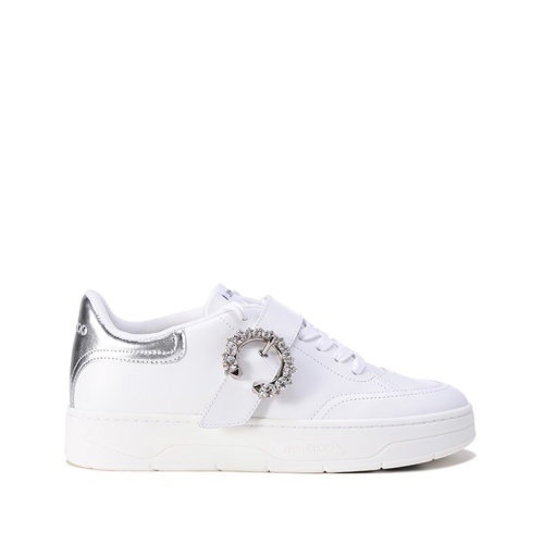 Jimmy Choo/周仰杰 女士皮質(zhì)系帶休閑運(yùn)動(dòng)鞋小白鞋 OSAKA LACE UP XYT