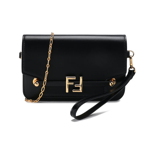 FENDI/芬迪 女士皮革雙F扣飾單肩斜挎包手拿包 8BS056 AHK2