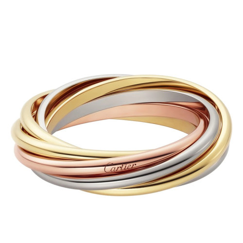 CARTIER/卡地亞 TRINITY系列 18K金白金黃金玫瑰金三色三環(huán)戒指B4089100