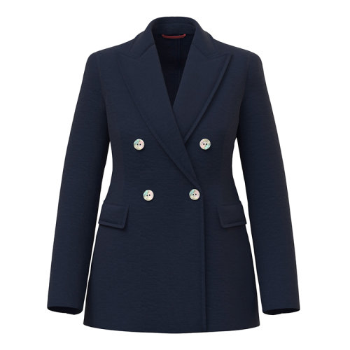 MaxMara/麥絲瑪拉 22年早春新款 ZIBELLO系列 女士海軍藍(lán)色粘膠纖維平紋針織西裝外套6911022706002