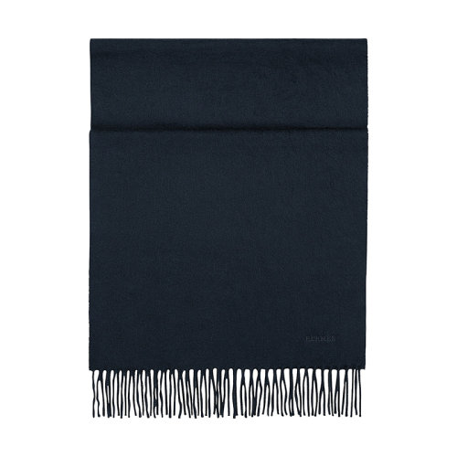 HERMES/愛(ài)馬仕 22年早春新款 男士深藍(lán)色純羊絨圍巾H393700T01