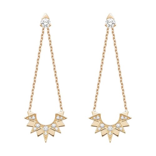 PIAGET/伯爵 SUNLIGHT系列 鏈條墜半太陽鑲22顆鉆 優(yōu)雅耳墜 G38R1100