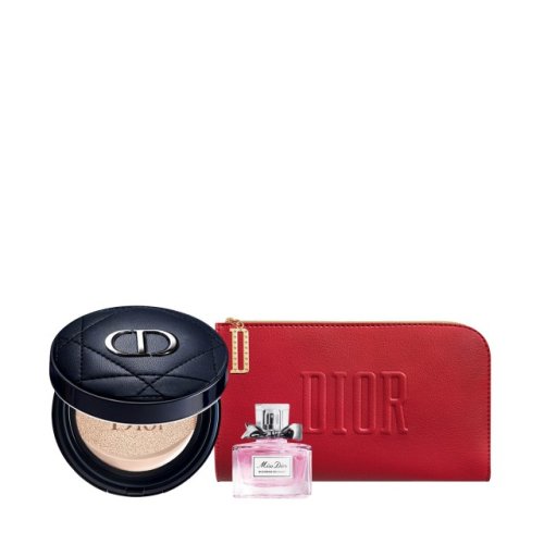 預(yù)售5-7天發(fā)貨DIOR/迪奧克麗絲汀迪奧凝脂恒久氣墊粉底0N套裝3件套（氣墊+香水+化妝包）化妝包款式隨機(jī)