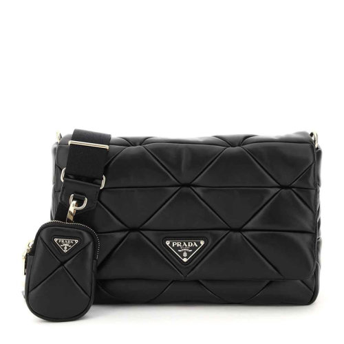 PRADA/普拉達(dá)  女士黑色皮革單肩包鏈條包女包 1BD291-2DMO-F0002