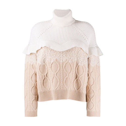 FENDI/芬迪  時尚百搭 女士拼色羊毛針織衫/毛衣 FZY853A8USF1857