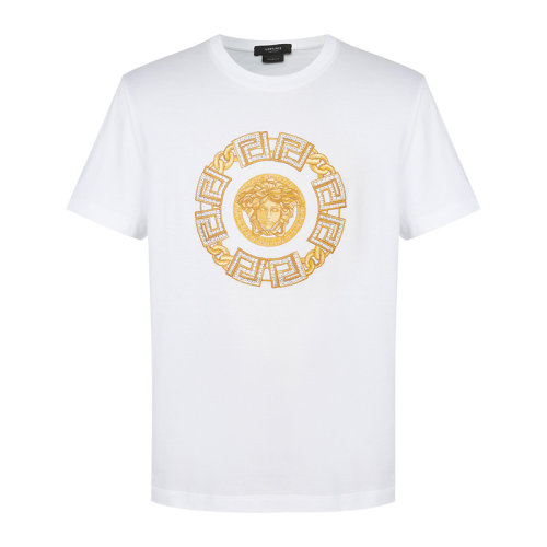VERSACE/范思哲 男士純色棉質(zhì)經(jīng)典美杜莎刺繡圖案圓領上衣短袖T恤 A87386-A228806 多色可選