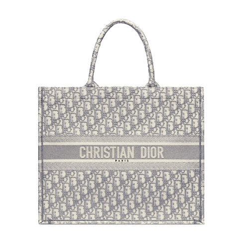 DIOR/迪奧 BOOK TOTE系列 灰色老花提紋刺繡手提托特包 M1286ZRIW_M932