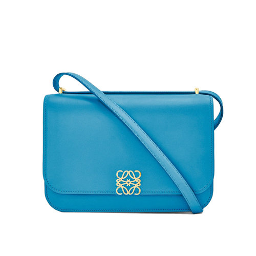 LOEWE/羅意威 22年新款Goya系列 女士藍色真絲小牛皮金屬徽標磁扣單肩斜挎包A896N01X03-5183