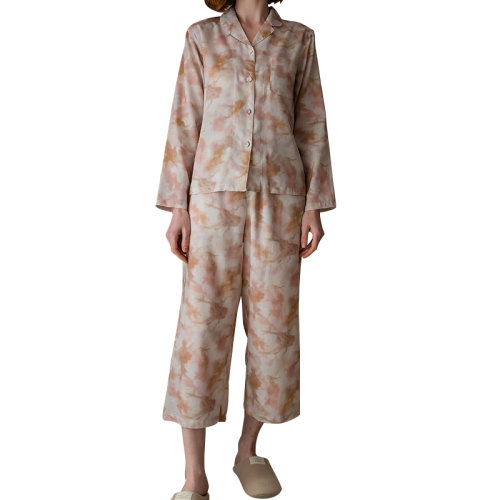 GeleiStory/GeleiStory 回歸生活取悅自己休閑居家系列長袖長褲套裝天絲真絲棉混紡女裝＞女士睡衣/家居服＞女睡衣/家居服