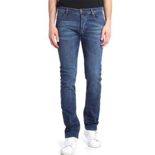 VERSACE JEANS/范思哲牛仔 男士藍色棉質(zhì)混紡彈性纖維修身版型牛仔褲休閑褲長褲男褲 A2GSA0SA-60359-904