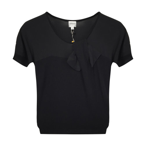 ARMANI COLLEZIONI/阿瑪尼卡爾茲黑色女短袖T恤  PMM07M PM02M 999