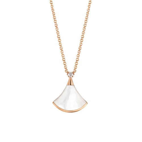 BVLGARI/寶格麗 DIVAS'DREAM經(jīng)典款18K金玫瑰金鑲白貝母 小扇子項(xiàng)鏈 350581