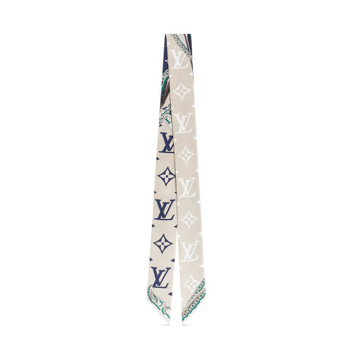 預(yù)訂款一個(gè)月 Louis Vuitton/路易威登 22年秋冬新款 ULTIMATE MONOGRAM系列 女士午夜藍(lán)色桑蠶絲老花圖案束發(fā)帶絲巾M77778