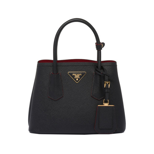 PRADA/普拉達 22新款 Prada Double系列 女士mini黑/紅色saffiano皮革金扣徽標單肩斜跨手提包1BG443_2A4A_F0LJ4_V_XOO