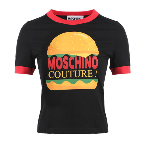 MOSCHINO/莫斯奇諾22春夏Hamburger印花女士短袖T恤A070305411