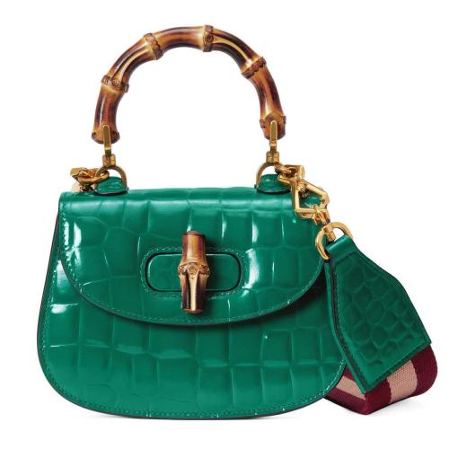  GUCCI古馳 22年秋冬 女士 Gucci Bamboo 1947系列竹節(jié)鱷魚皮迷你手袋 686864 EV4CT 3642
