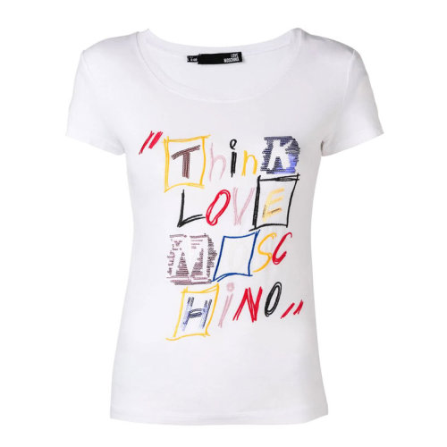 LOVE MOSCHINO/LOVE MOSCHINO  女裝時尚百搭字母小白T女士圓領(lǐng)短袖T恤 W4B194QE2011A00