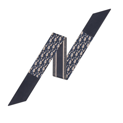 DIOR/迪奧 22年早春新款 MITZAH系列 女士海軍藍(lán)色純桑蠶絲斜紋老花印花絲巾15DOB106I600_C541