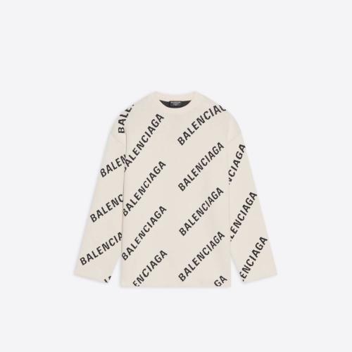  BALENCIAGA巴黎世家 22年秋冬 男士 針織衫 Men's Allover Logo Crewneck  in White 657401T32 預(yù)定商品1-3周發(fā)貨