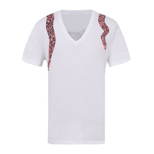 Alexander McQueen/亞歷山大麥昆 棉質(zhì)肩膀蟒蛇圖案男士短袖T恤