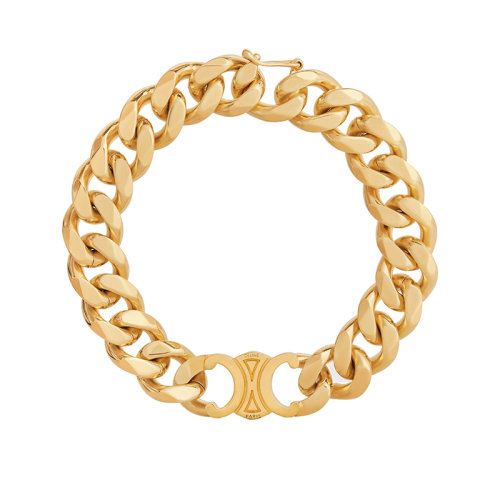 CELINE/賽琳 22新款 TRIOMPHE系列 男女同款金色黃銅凱旋門鎖扣手鏈 460BJ6BRA.35OR