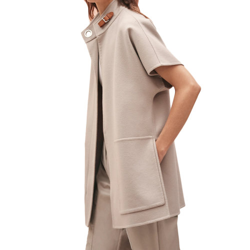 HERMES/愛(ài)馬仕 22年早春新款 女士米色純羊絨短袖開(kāi)衫H2E0129DB1J38