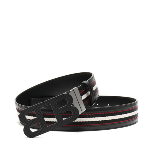 BALLY/巴利 男士織物配皮板扣式皮帶腰帶 MIRROR B 40 M TSP