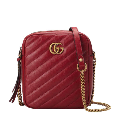 GUCCI 古馳   GG Marmont系列 女士絎縫迷你GG鏈條包時(shí)尚單肩斜挎包