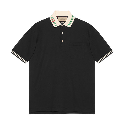 GUCCI/古馳 男士黑色棉質(zhì)polo衫 658067XJDI21043