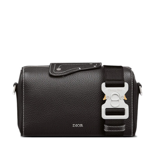 DIOR/迪奧 22春夏新款LINGOT 22系列 男士黑色粒面小牛皮拉鏈開合斜跨單肩包1ADPO249ULC_H00N