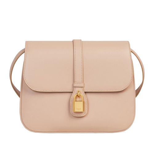 CELINE/賽琳 22春夏新款TABOU系列 女士中號裸色光滑牛皮革金色鎖扣斜挎單肩包 196583DK1.03ND