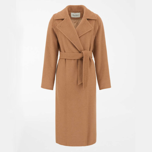 MaxMara/麥絲瑪拉 女士 Manuela Icon Coat 駝色翻領(lǐng)長款駝絨大衣 1016141906001