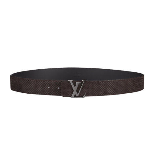 LouisVuitton/路易威登經(jīng)典男士反毛皮小格子全皮腰帶咖色bc