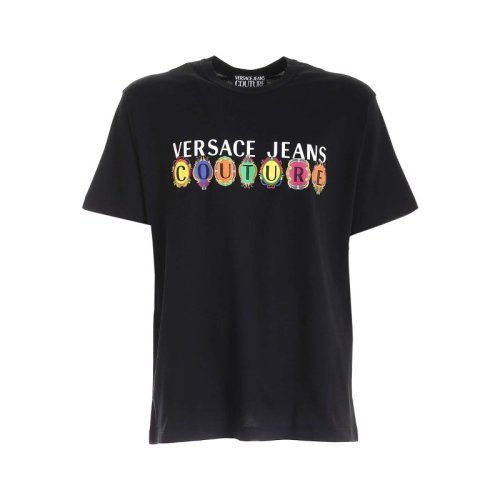 VERSACE JEANS/范思哲牛仔  男裝 時尚簡約 男士黑色棉質(zhì)短袖T恤 B3GWA7PA30457 899