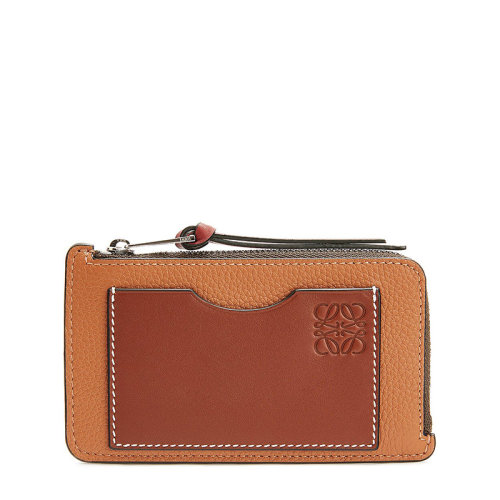 LOEWE/羅意威 20  女士淡焦糖色/山核桃色小牛皮徽標(biāo)拉鏈卡包0010526218
