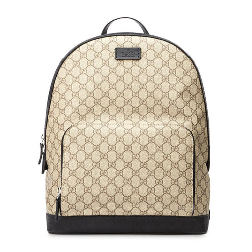 GUCCI古馳  女士米色拼烏木色人造帆布小號時尚 雙肩包