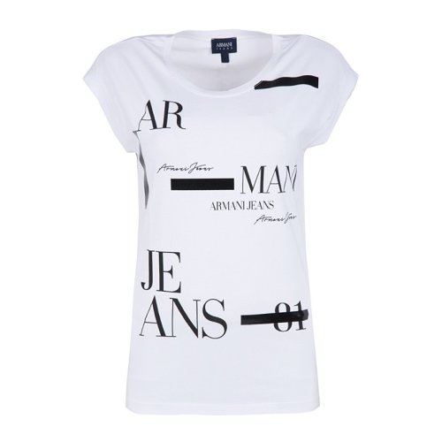  ARMANI JEANS/阿瑪尼牛仔 女士印花棉質(zhì)短袖T恤 6Y5T22 5J23Z 1100 PLFSX