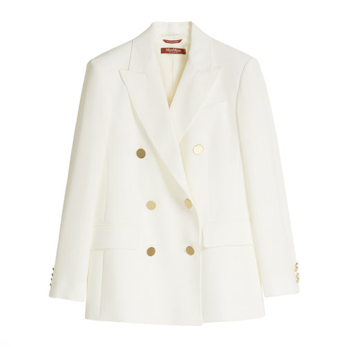 MaxMara/麥絲瑪拉 22年早春新款 CIURMA系列 女士白色純羊毛緞面縐紗西裝夾克6041142706010