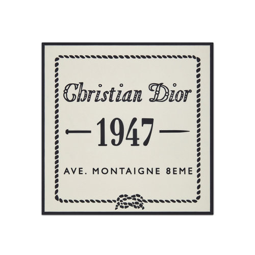 DIOR/迪奧 22年秋冬新款 CD 1947系列 男士米色純棉帆布黑色印花飾巾絲巾方巾24B1060A0735_C089