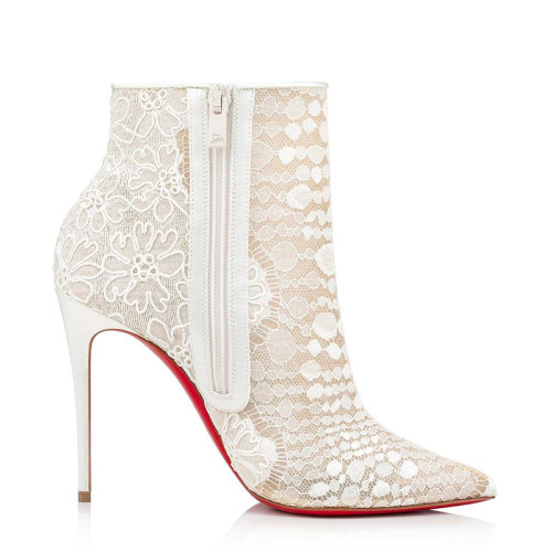 Christian Louboutin/克里斯提魯布托 女士白色網(wǎng)眼和蕾絲腳踝靴1210055W212