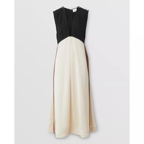  BURBERRY 22年秋冬 女士 拼色粘膠纖維無袖連衣裙 80546141