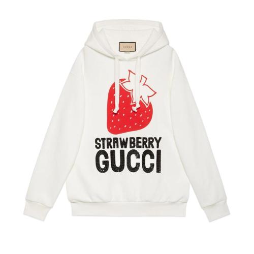 GUCCI古馳 22年秋冬 女士 “Strawberry Gucci”印花棉質(zhì)衛(wèi)衣 615061 XJD1B 9095