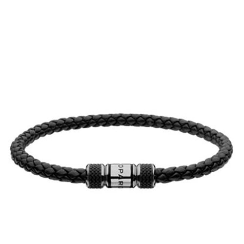 Chopard/蕭邦 22春夏新款CLASSIC RACING系列 黑色編織小牛皮銀色金屬飾面人字花紋運(yùn)動(dòng)風(fēng)賽車(chē)手鏈95016-0261