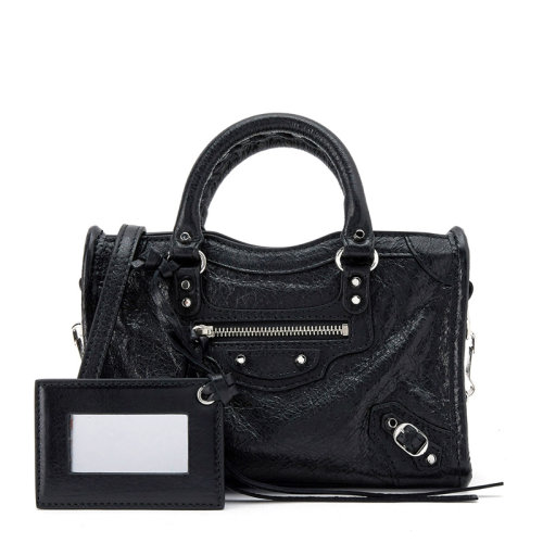 Balenciaga/巴黎世家 ClassicCity系列女士黑色羊皮流蘇裝飾機(jī)車包手提包單肩包斜挎包女包 505555-D94JN-1000