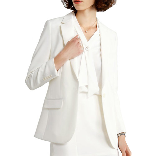GeleiStory/GeleiStory 秋冬新款外套女白色中長款西裝外套女通勤休閑西服小香風(fēng) 女士西服