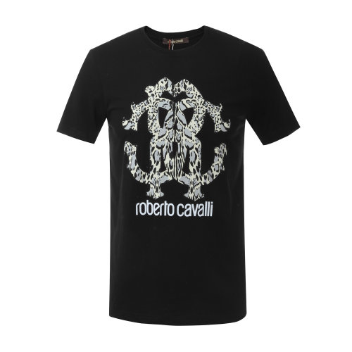 Roberto Cavalli/羅伯圖 卡維里 純棉圓領(lǐng)男士短袖T恤 短t 休閑上裝 上衣