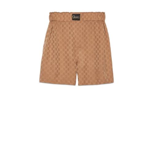  GUCCI古馳 22年秋冬 女士 飾Gucci標簽GG真絲短褲 631681 XJCUD 2045