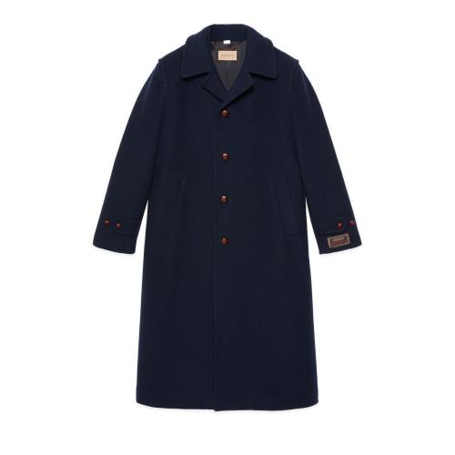  GUCCI古馳 22年秋冬 男士 飾標(biāo)簽羊毛大衣 668069 Z8AQG 4433 預(yù)定商品2-6周發(fā)貨